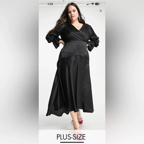 Flounce London | Dresses | Plus Size Flounce London Plus Long Sleeve Midi Dress In Black Satin | Poshmark Flounce London | Dresses | Plus Size Flounce London Plus Long Sleeve Midi Dress In Black Satin | Poshmark
